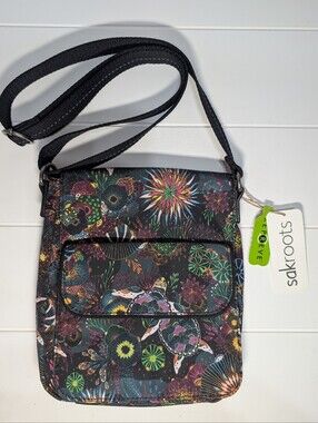 Sakroots On The Go Colorful Rainbow Seascape Small Crossbody Messenger Bag